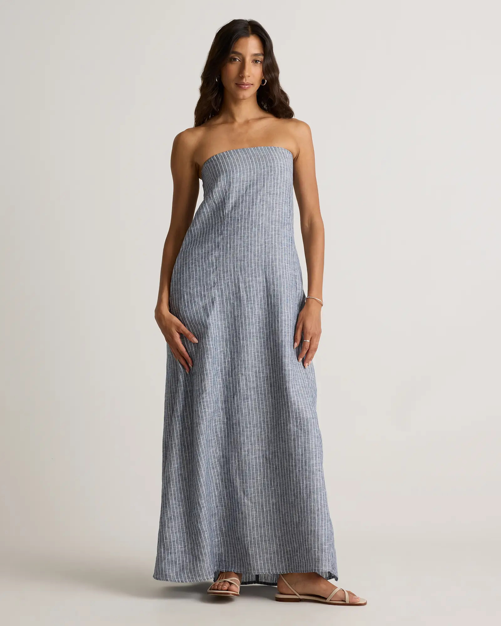 100% European Linen Strapless Maxi Dress | Quince