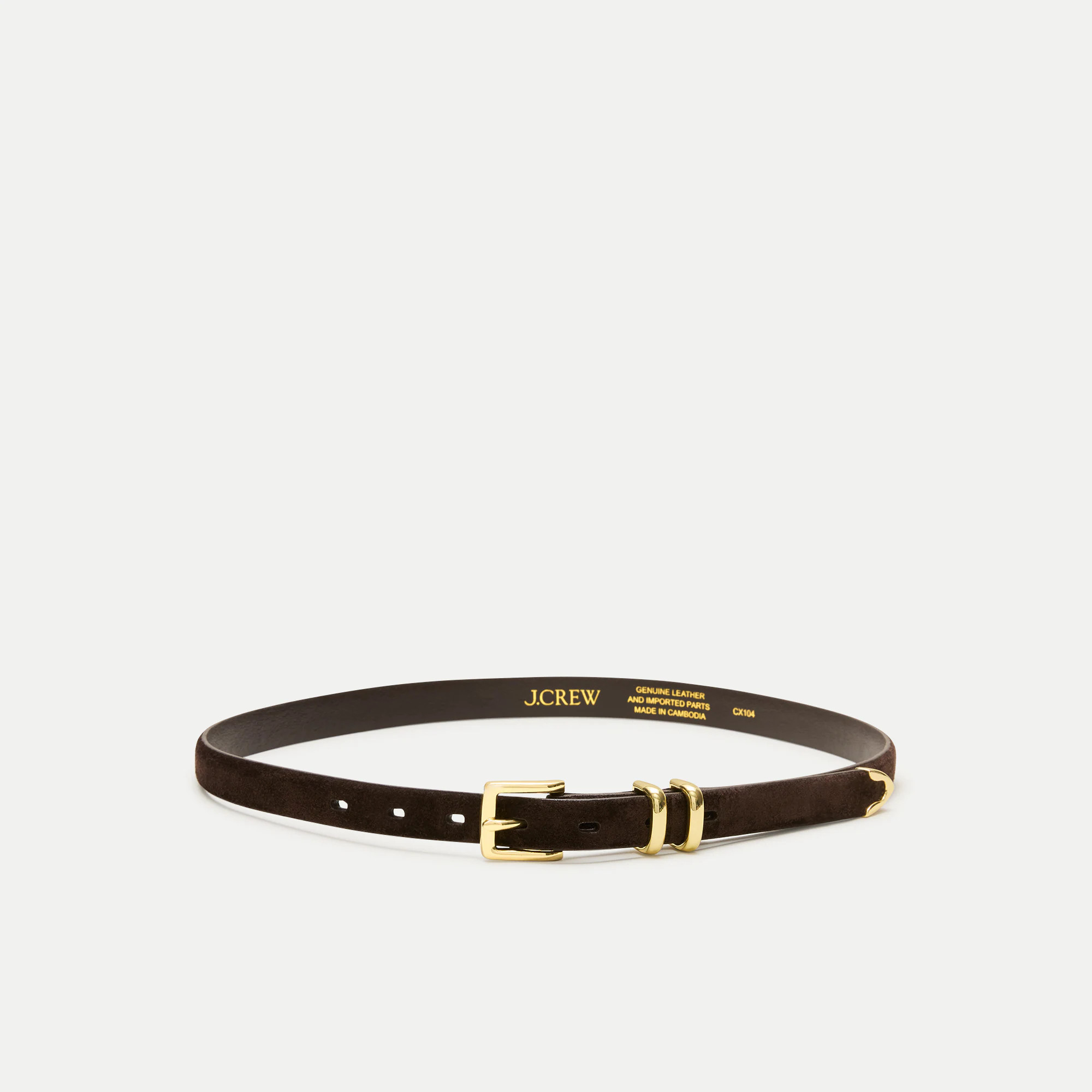 Thin tipped belt in suede | J. Crew US