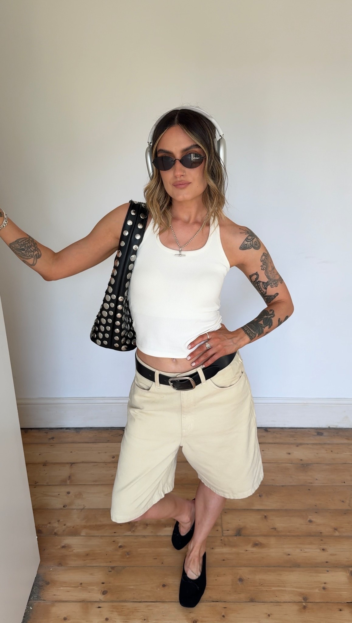 Halter neck, jorts, butter yellow, summer outfit, studded bag, Uniqlo, Stradivarius 

#LTKspring #LTKsummer #LTKuk