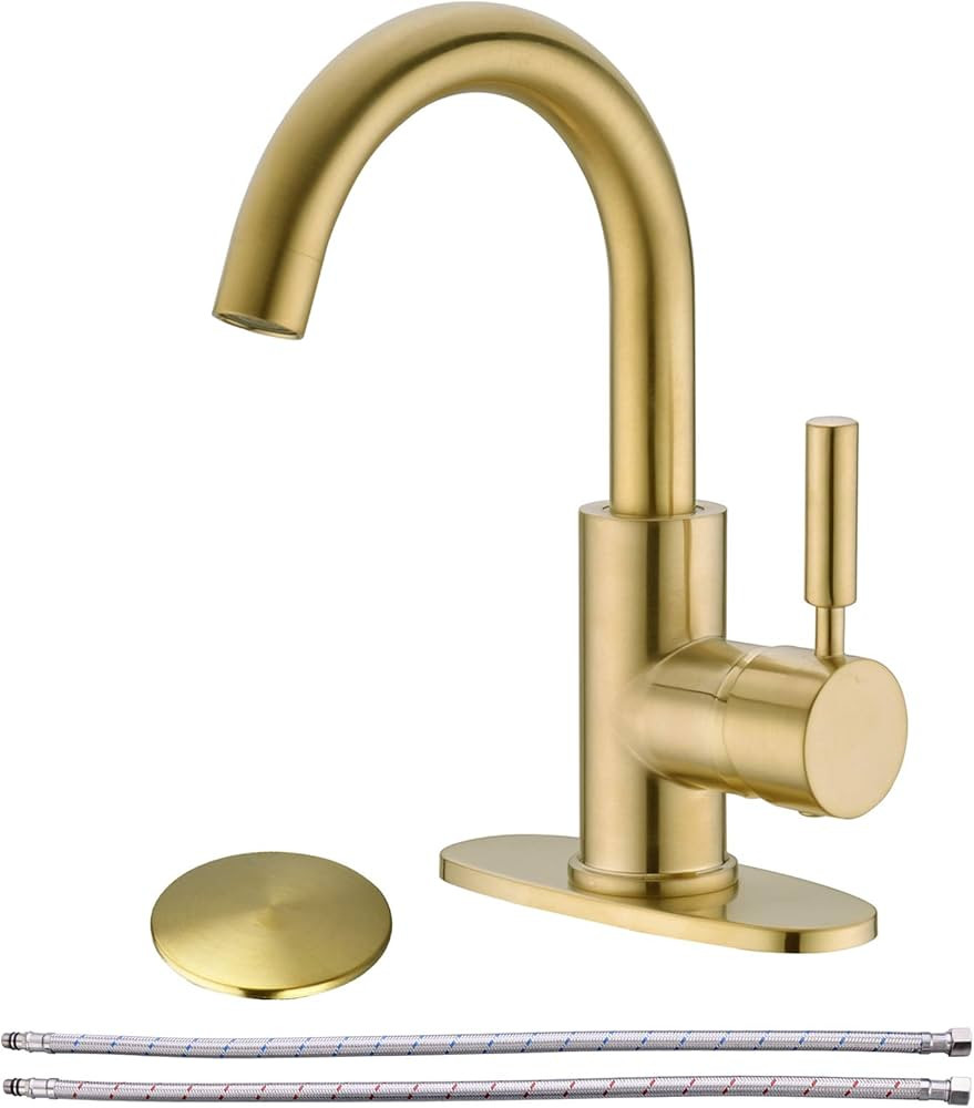 Single Handle Bathroom Lavatory Sink Faucet Mixer,Basin Faucet with Pop-up Sink Drain and Deck Pl... | Amazon (US)