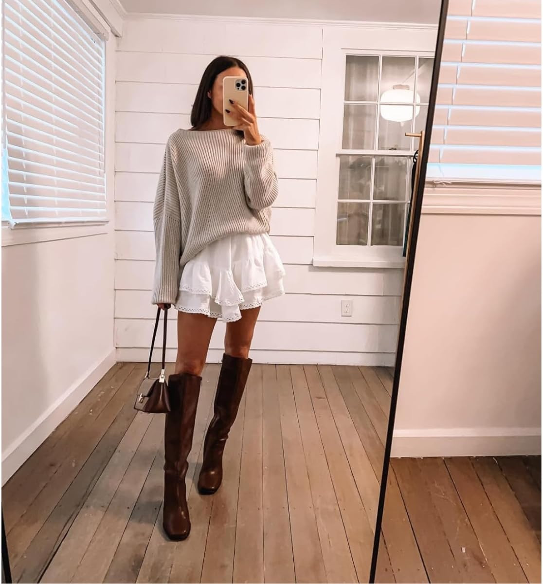 Sweater in S/M (color: beige):, skort (built in shorts in XS) boots true to size + linked my bag too! 

 #LTKSeasonal