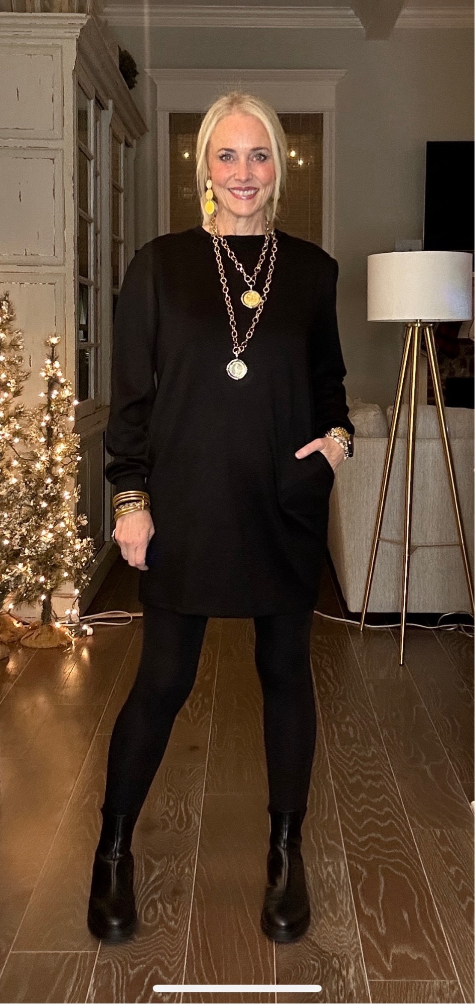 Bringing back my Christmas Eve look because this Spanx Air Essentials Look for Less by Ellenwell is 15% off today making it $31.44. I have the Spanx version as well and sized up one from my regular size medium to a large in the lookalike. 

Spanx is $148 and also linked. 

#LTKMostLoved #LTKfindsunder50 #LTKsalealert