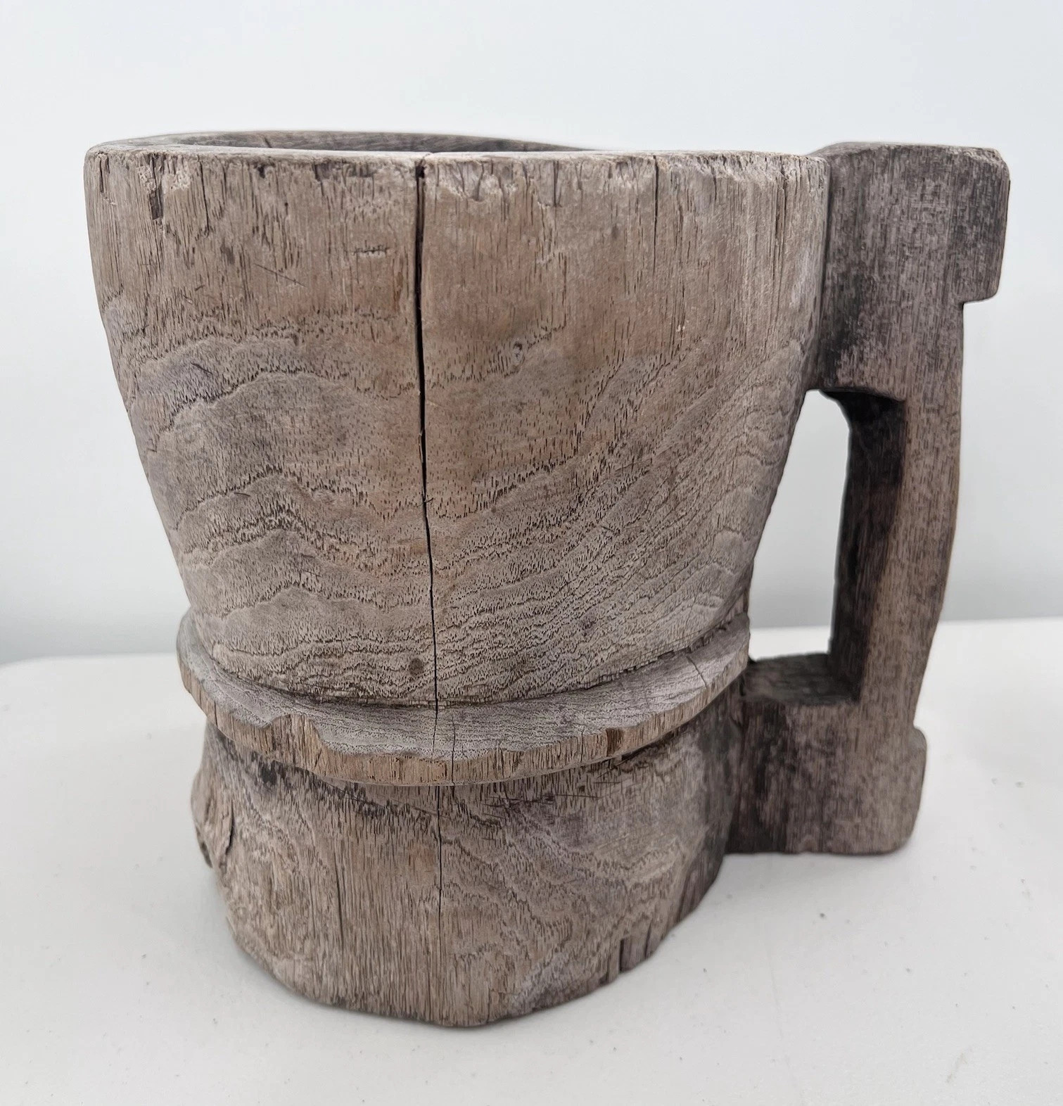 Antique Primitive Hand Carved Wooden Mortar Grain Pounder Scoop Bowl Rustic 

 #LTKOver40 #LTKHome