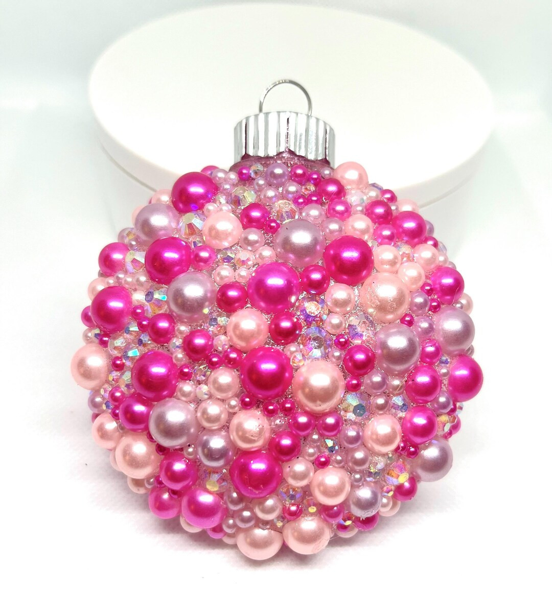 Hot Pink Pearl Rhinestone Christmas Ornament: Bedazzled Bling - Etsy | Etsy (US)