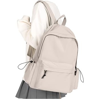 Amazon.com: VECAVE School Backpack Beige Waterproof Bookbag Casual Lightweight Travel Rucksack Daypa | Amazon (US)