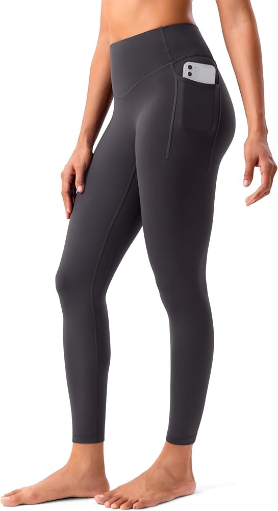 YUNOGA HugMotion No Front Seam Leggings for Women with Pockets - 25 Inches High Waisted Buttery S... | Amazon (US)