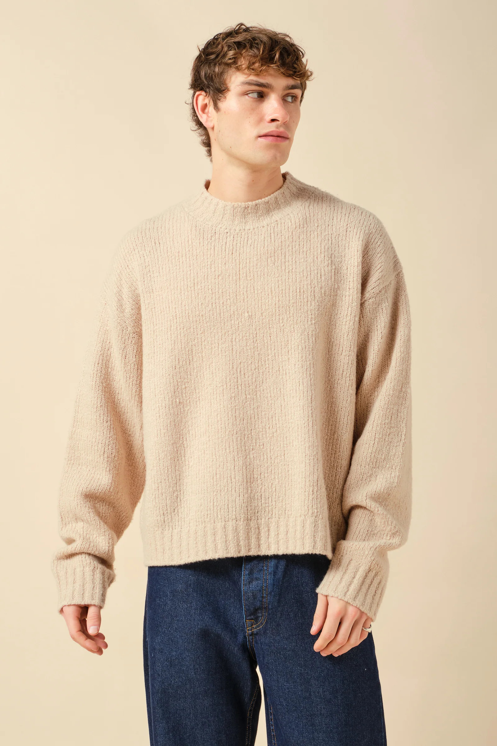CROPPED WOOL KNIT - SAND | bound clothing