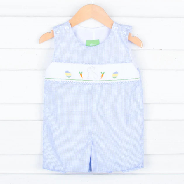 Easter Bunny Smocked Blue Jon Jon | Classic Whimsy