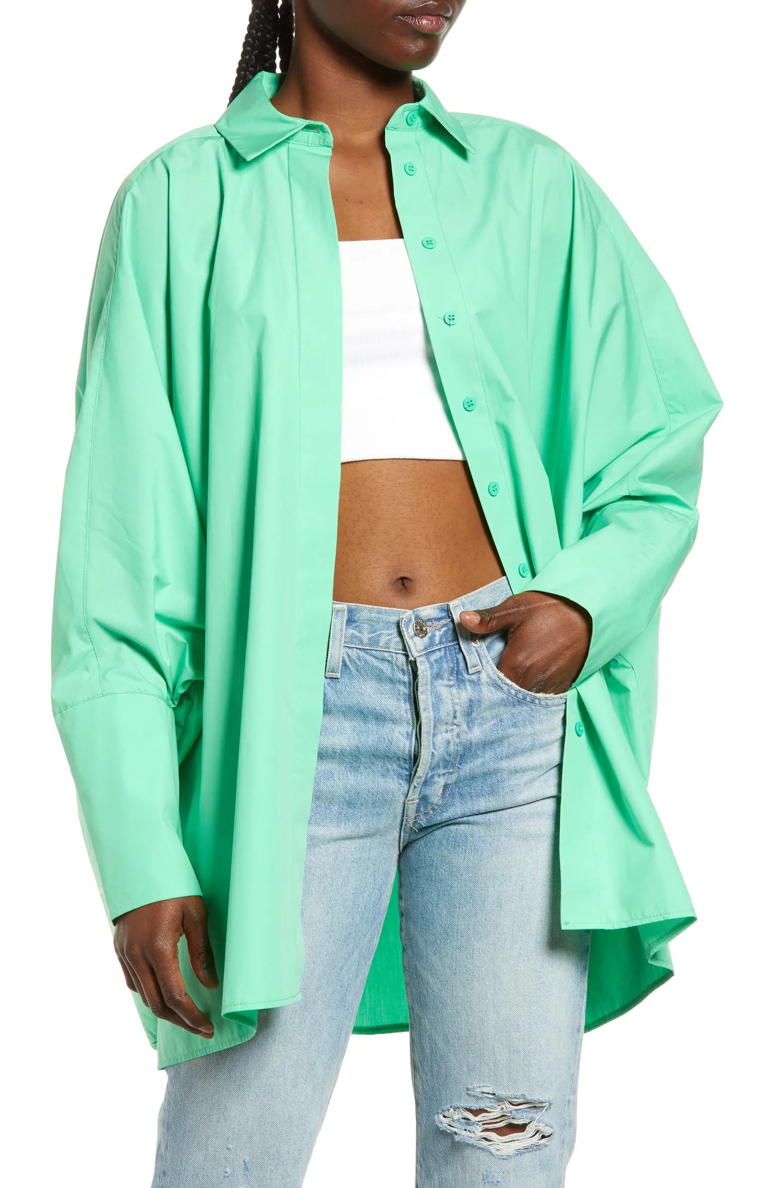 ASOS DESIGN Oversize Cotton Button-Up Shirt | Nordstrom | Nordstrom