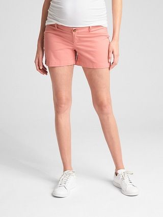 Gap Womens Maternity Inset Panel Summer Shorts In Stretch Twill Potpourri Pink Size 0 | Gap US