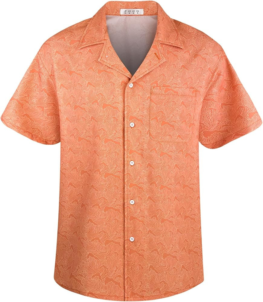 Men's Short Sleeve Hawaiian Shirt Quick Dry Loose Fit, Floral Print Tropical Cruise Beach Button ... | Amazon (US)