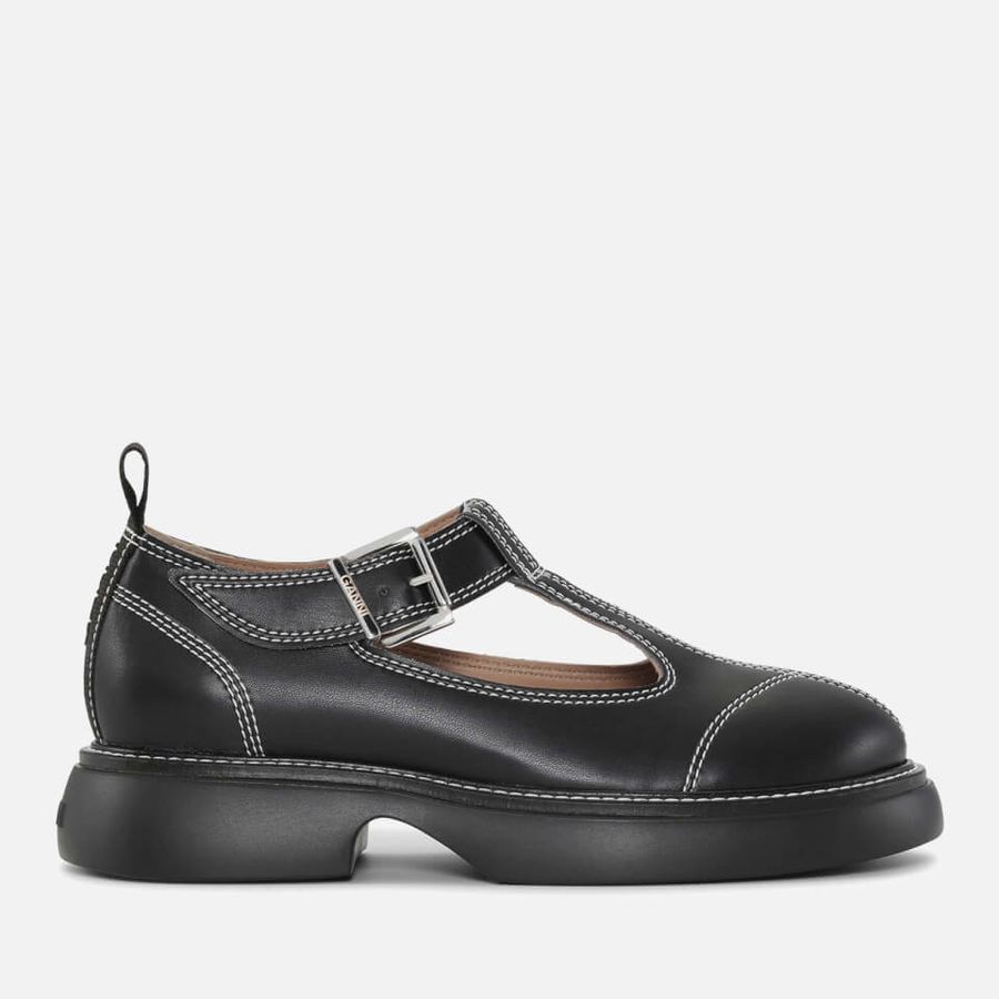 Ganni Women's Everyday Faux Leather Mary Jane Flats | Coggles (Global)