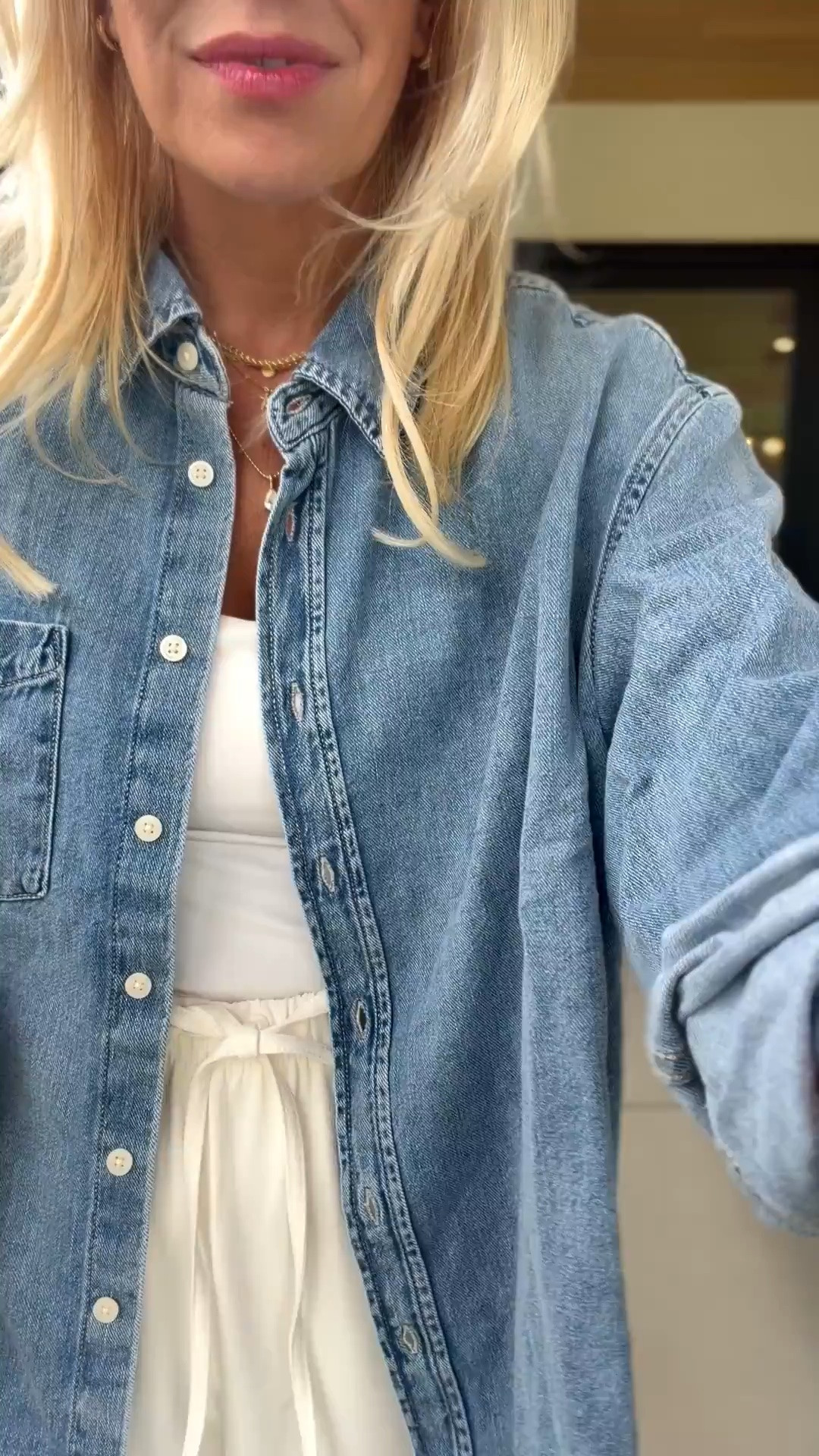 $22 for this denim top today if you stack code GFPLUS!