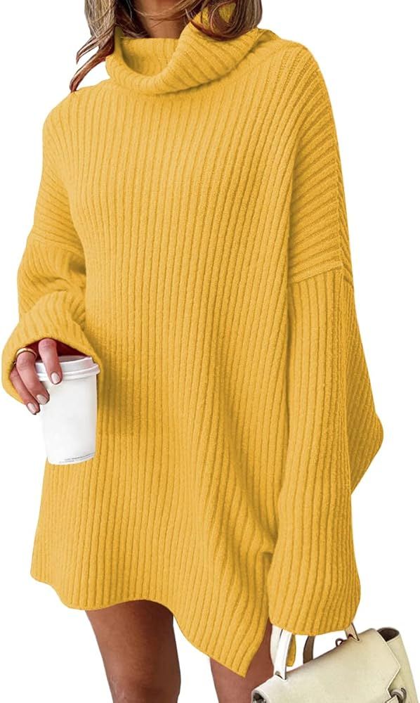 LILLUSORY Womens Turtleneck Oversized Long Batwing Sleeve Fall Sweater 2023 Plus Size Tunic Pullo... | Amazon (US)