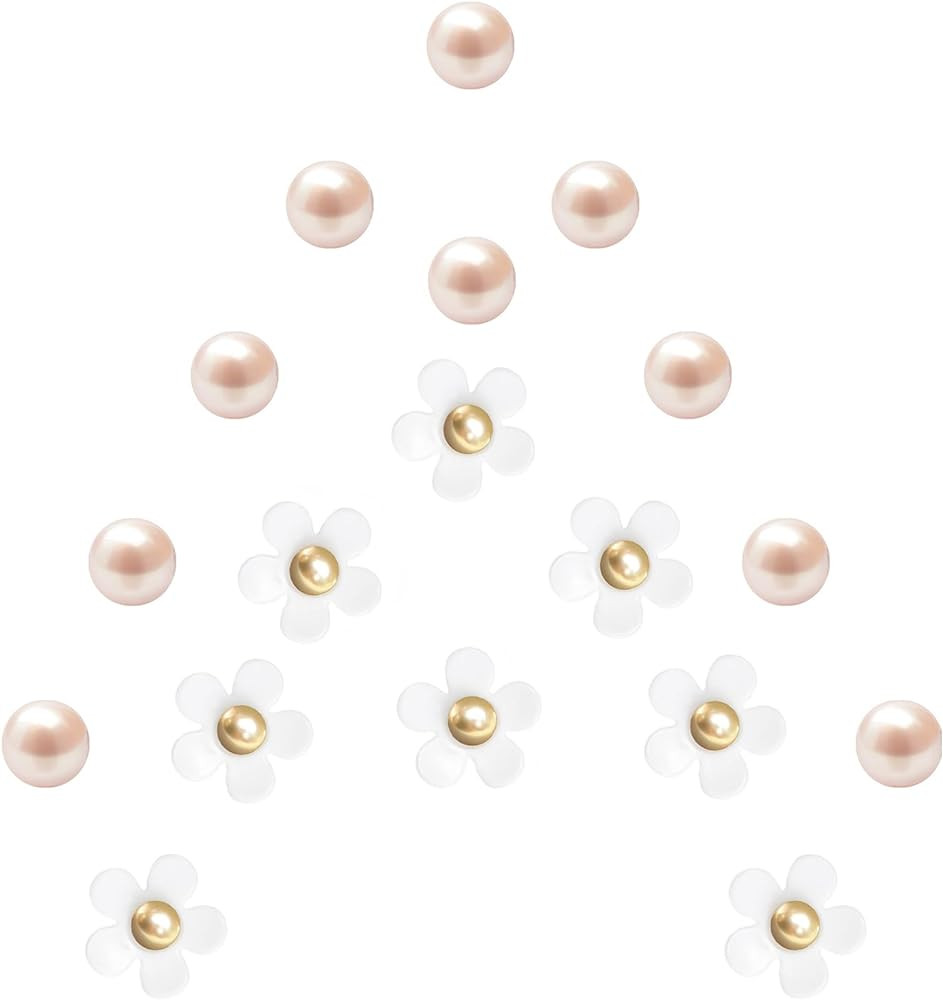 Cute Flower Shoe Charms for Women, 18Pcs Acrylic Daisy Charms with Pearls Decoration for Girls' C... | Amazon (US)