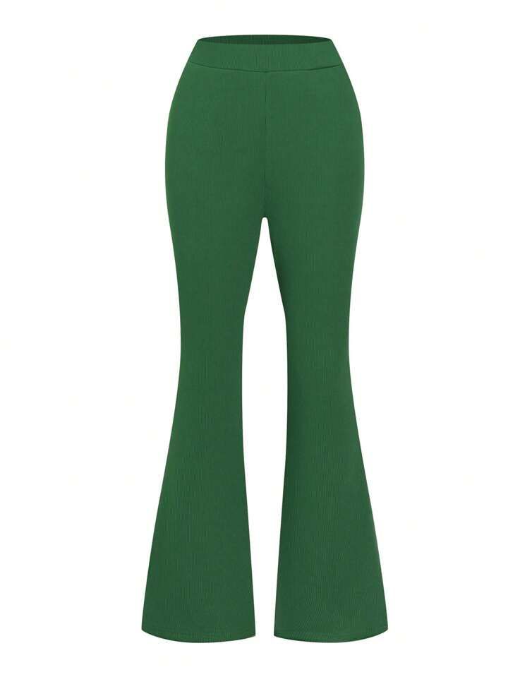 SHEIN Essnce Solid Color Flare Trousers | SHEIN