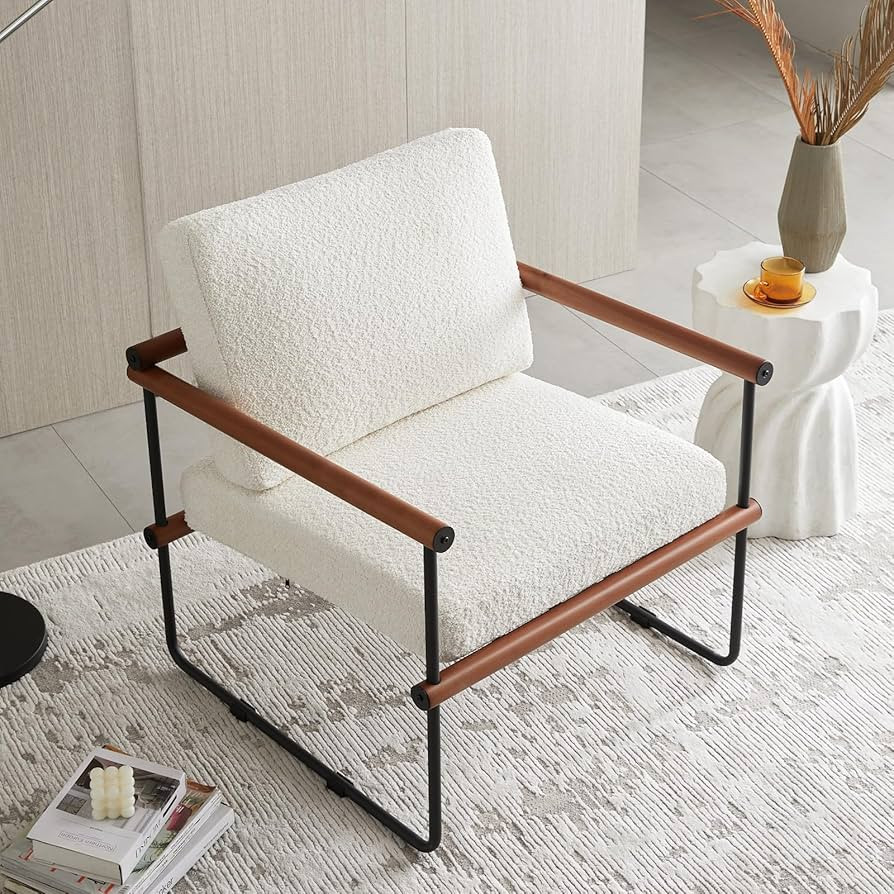 jiexi 28.3in Modern Boucle Fabric Accent Chair with Arms for Living Room, Modern Tufted Single So... | Amazon (US)