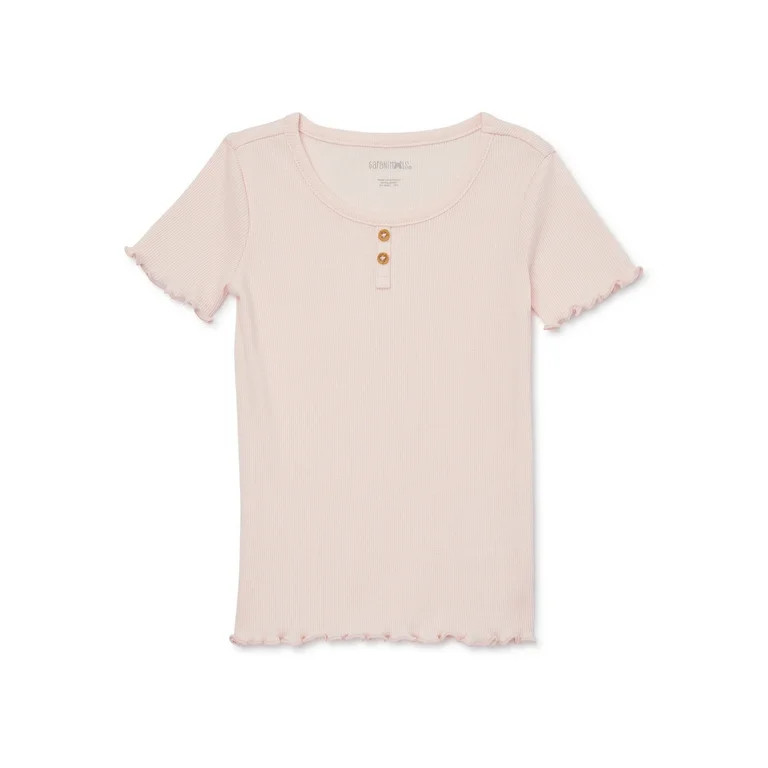 Garanimals Toddler Girl Short Sleeve Rib Henley T-Shirt, Sizes 18M-5T | Walmart (US)