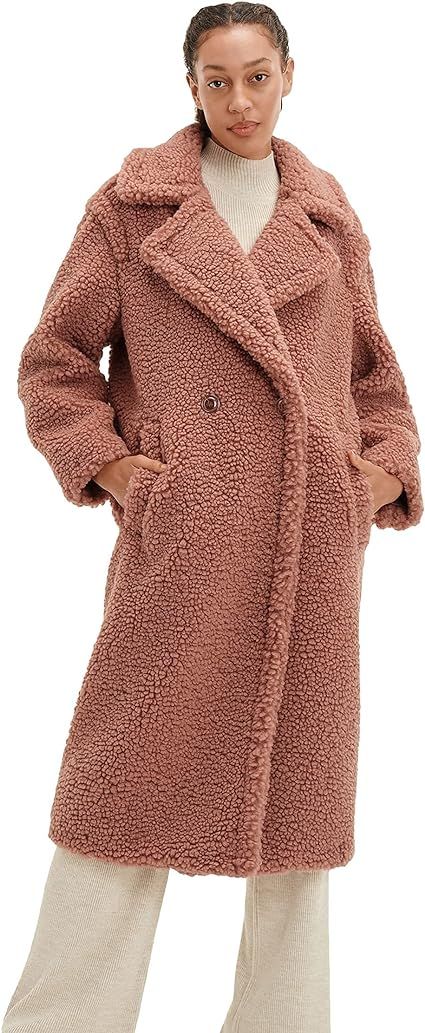 UGG Women's Gertrude Long Teddy Coat | Amazon (US)