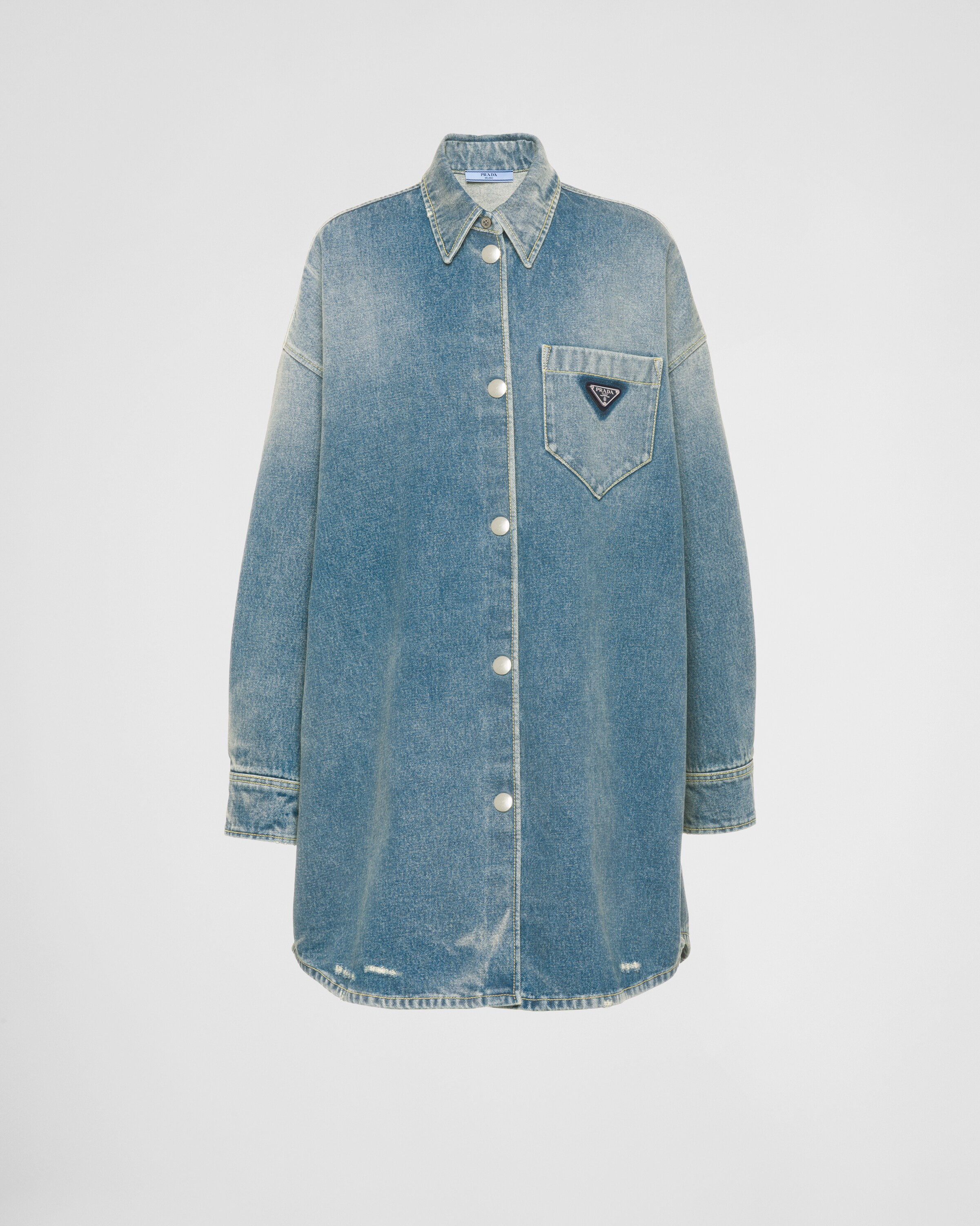 Oversized organic denim shirt | Prada Spa US