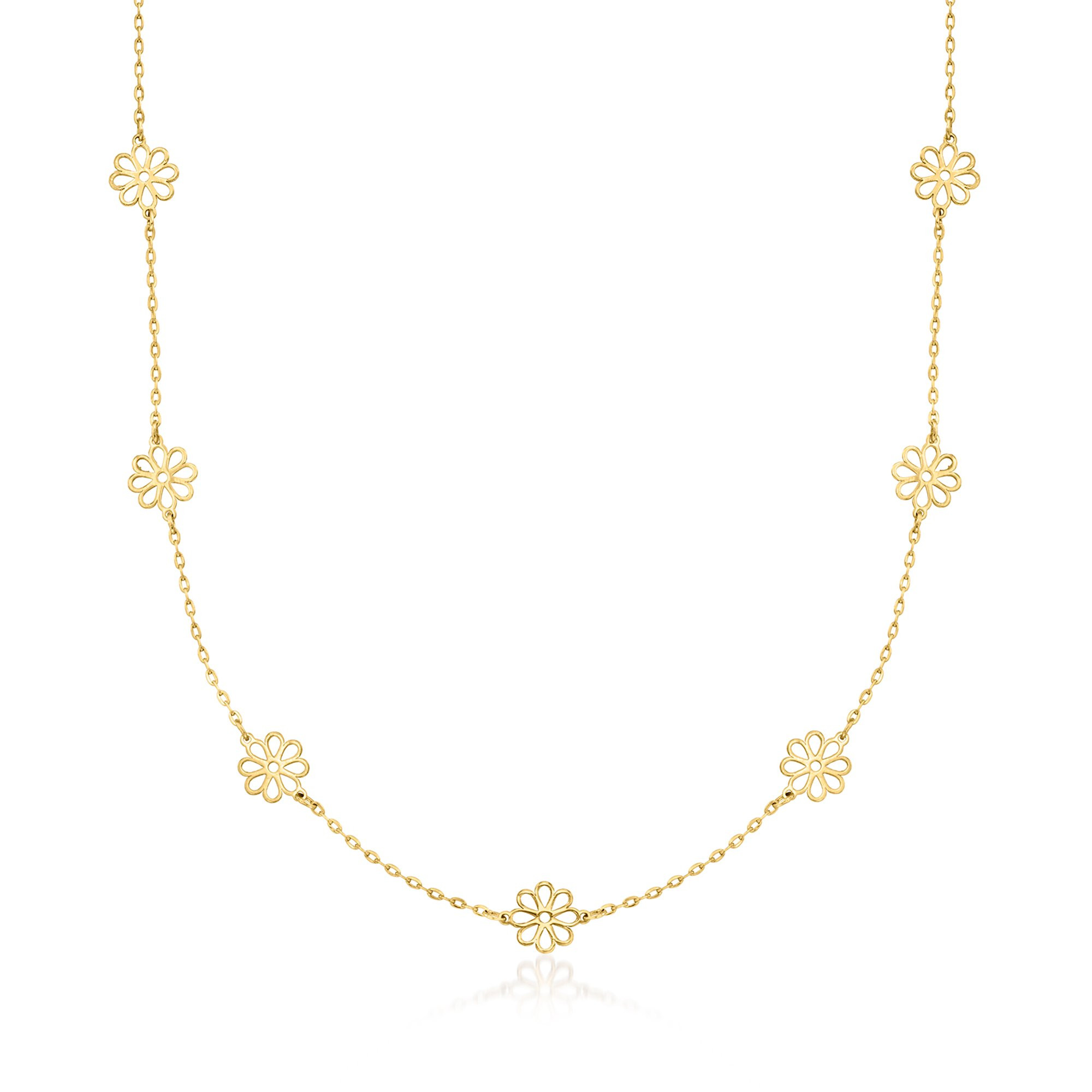 Pure Collection by Ross-Simons Italian 14kt Yellow Gold Flower Station Necklace, Women's, Adult | Walmart (US)