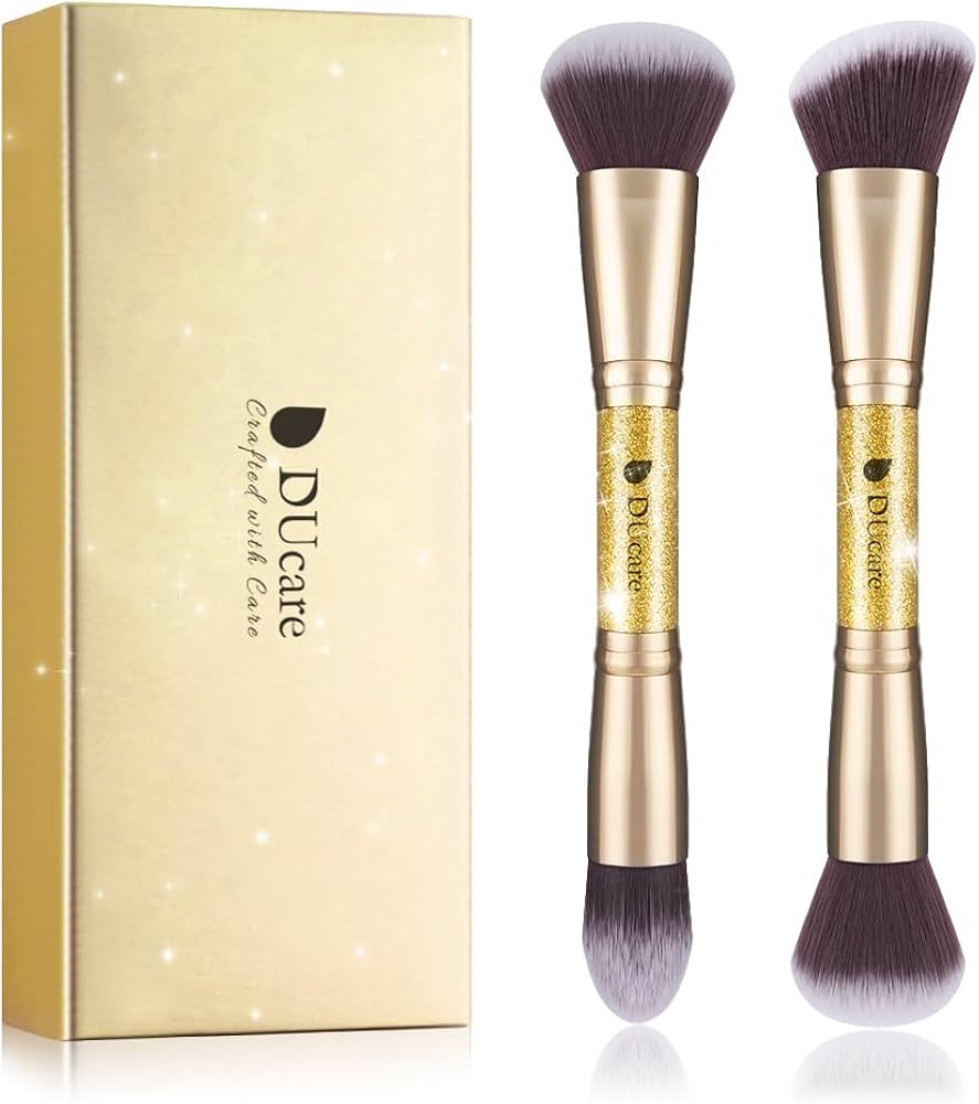 DUcare Makeup Brushes Duo End Foundation Powder Buffer and Contour Brush Synthetic Cosmetic Tools... | Amazon (US)