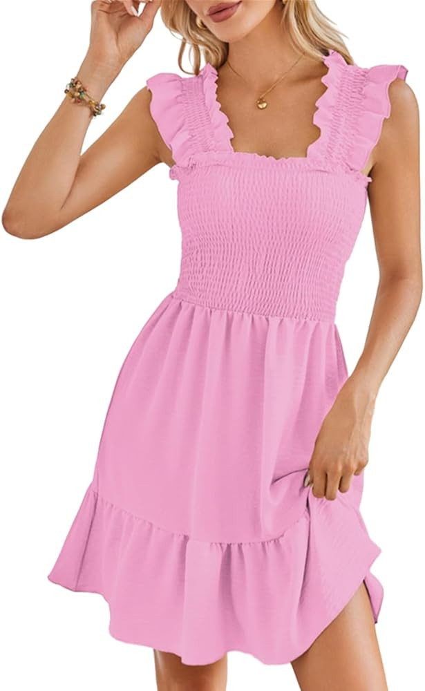 Sun Dresses for Women 2024 Cute Summer Beach Dresses Casual Vacation Outfits Coverup Dress | Amazon (US)