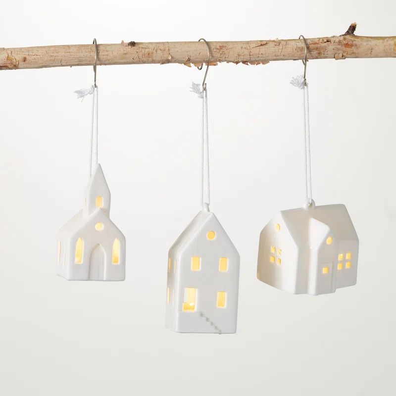 3 Piece LED House Holiday Shaped Ornament Set | Wayfair North America