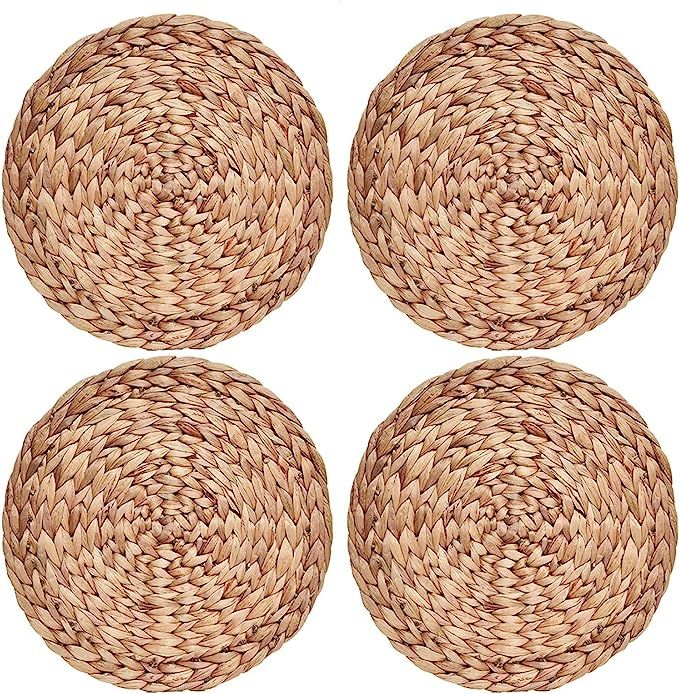 COYMOS Woven Placemats Round Set of 4, Natural Water Hyacinth Weave Placemat for Dining Table, La... | Amazon (US)