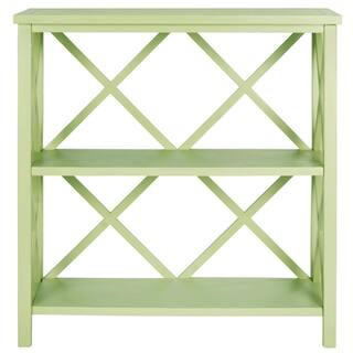 SAFAVIEH 35.6 in. Avocado Green Wood 2-shelf Etagere Bookcase with Open Back-AMH6536F - The Home ... | The Home Depot