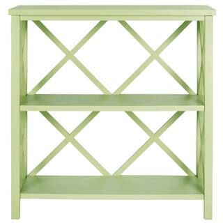 SAFAVIEH 35.6 in. Avocado Green Wood 2-shelf Etagere Bookcase with Open Back-AMH6536F - The Home ... | The Home Depot