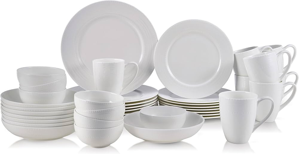 Mikasa Annabele Chip Resistant 40-Piece Dinnerware Set, Service For 8,White | Amazon (US)