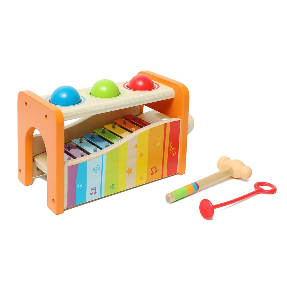 Hape Pound & Tap Bench with Slide Out Xylophone - Award Winning Durable Wooden Musical Pounding T... | Amazon (US)