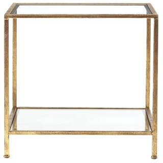 ExclusiveHome Decorators CollectionBella Square Gold Leaf Metal and Glass Accent Table (20 in. W ... | The Home Depot