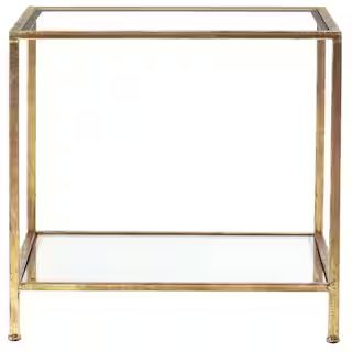 Home Decorators Collection Bella Square Gold Leaf Metal and Glass Accent Table (20 in. W x 24 in.... | The Home Depot