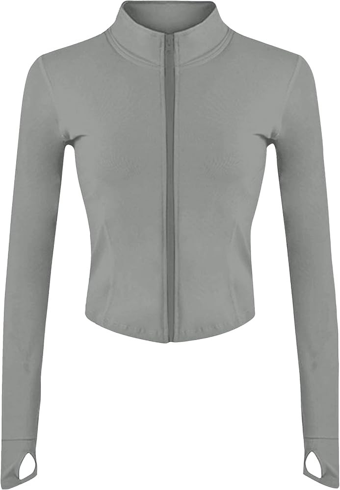 Lviefent Womens Lightweight Full Zip Running Track Jacket Workout Slim Fit Yoga Sportwear with Th... | Amazon (US)