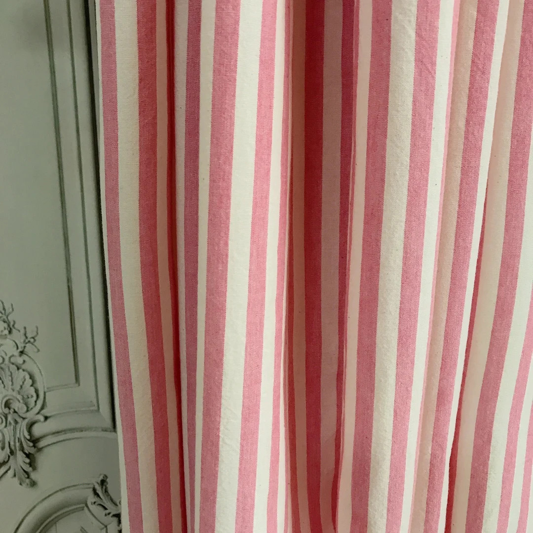 Modern Vintage Faded Hot Pink Striped Curtain With Ivory Background Cotton Drapery Panel 55 Width... | Etsy (US)