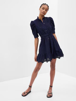 Puff Sleeve Eyelet Mini Dress | Gap (US)