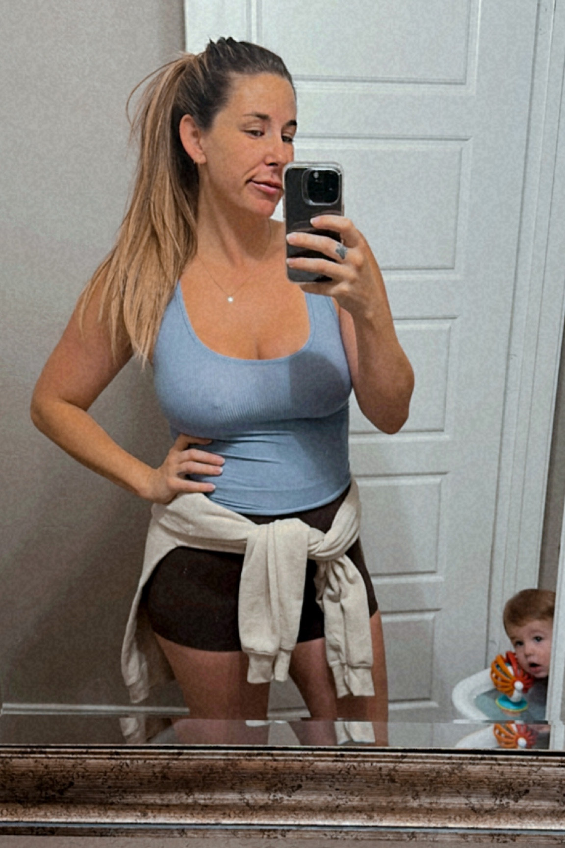 Athletic wear, lulu lemon, biker shorts, skims tank, cozy sweatshirt, sporty wear, workout 

#LTKfamily #LTKFitness #LTKBacktoSchool