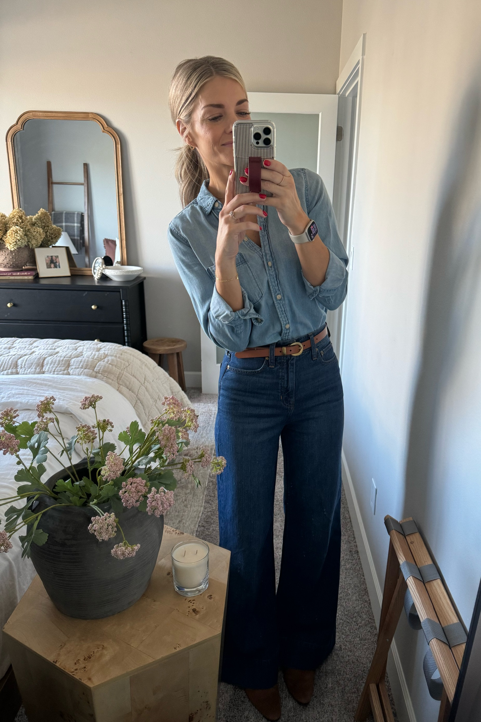 Denim on denim for a client meeting today. This denim gives you legs for days!