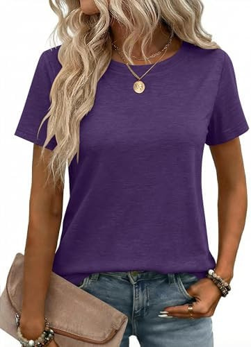 Zeagoo Womens Tshirt Short Sleeve Summer Tops Crewneck Casual Basic Tee Shirts Spring Clothes Tre... | Amazon (US)