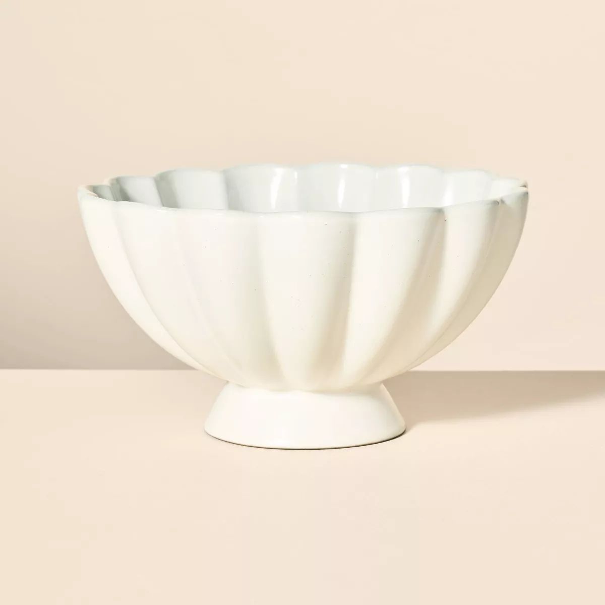 Scalloped Edge Stoneware Serving Bowl Cream - Hearth & Hand™ with Magnolia | Target