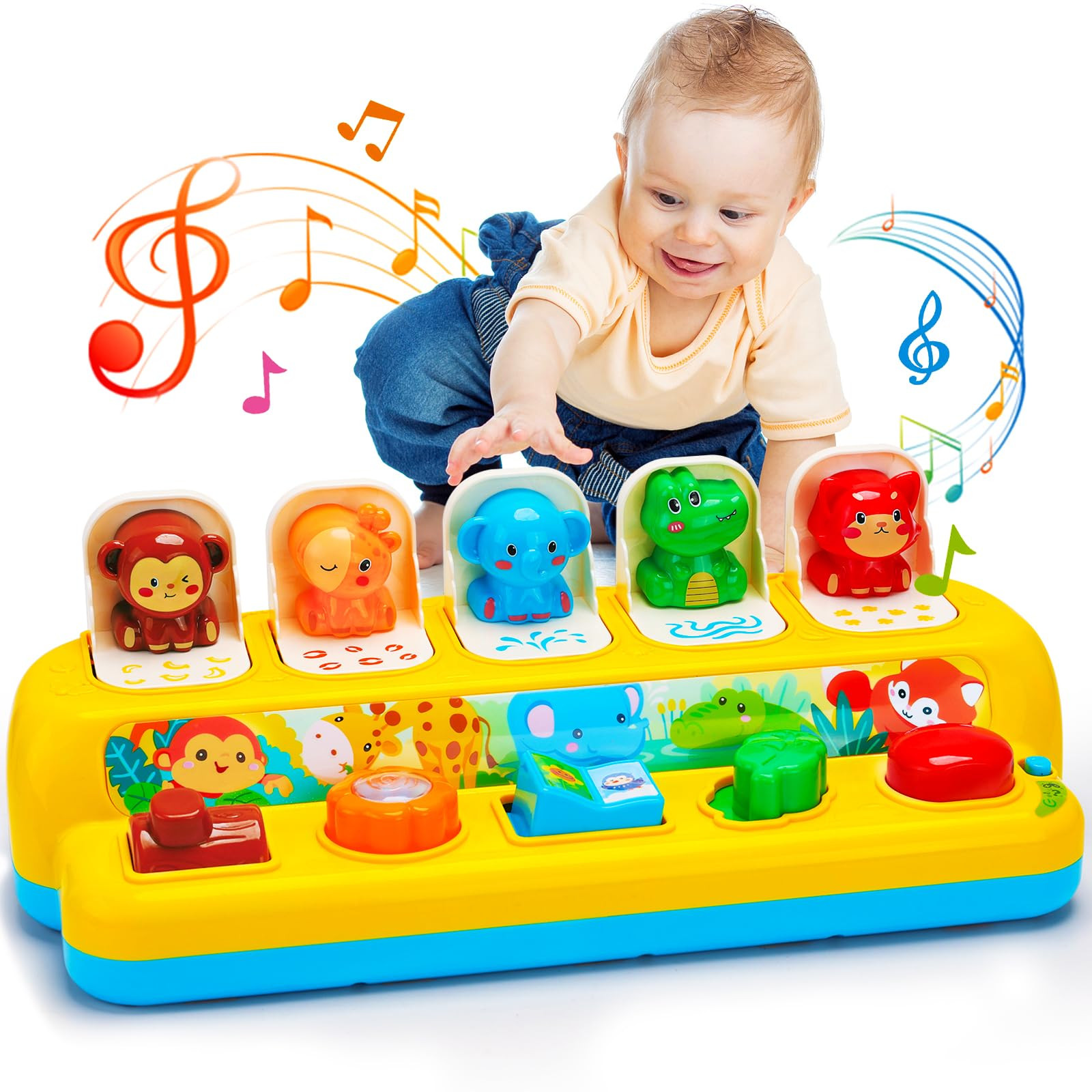Interactive Pop up Animal Toys with Music & Light, Montessori Cause and Effect Toys for 1 Year Ol... | Amazon (US)