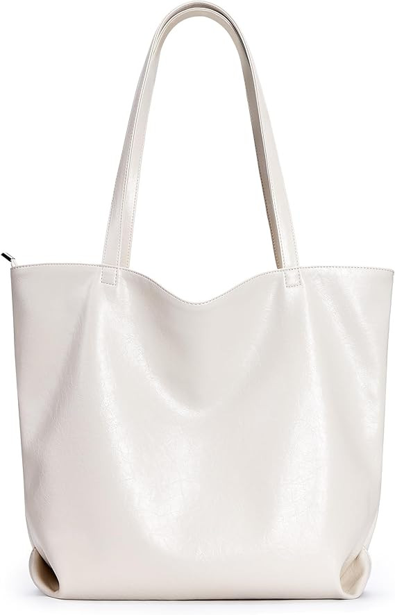 WLLWOO WLLWOO Soft PU Leather Tote Bag for Women Large Casual Hobo Handbags with Zipper Shoulder ... | Amazon (US)