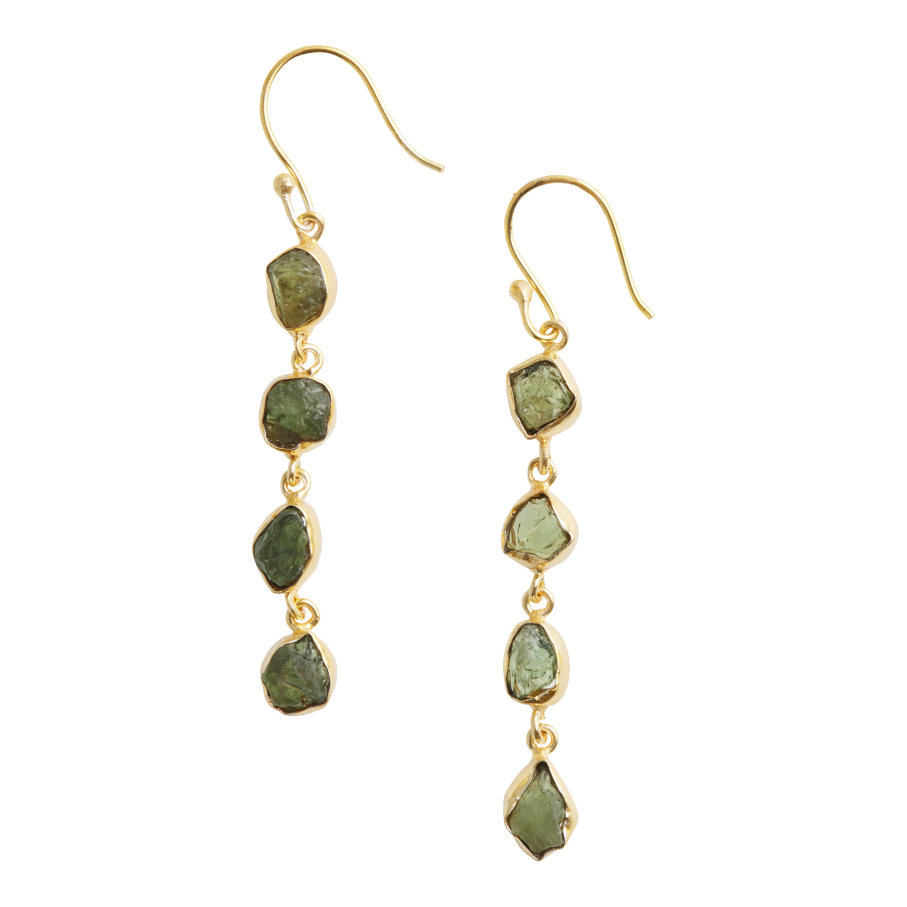 Gold And Green Semiprecious Apatite Dangle Earrings | World Market