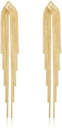 FANZE Tassel Earrings for Women Gold Long Dangle Drop Statement Fringe Earring Trendy Fashion Jew... | Amazon (US)