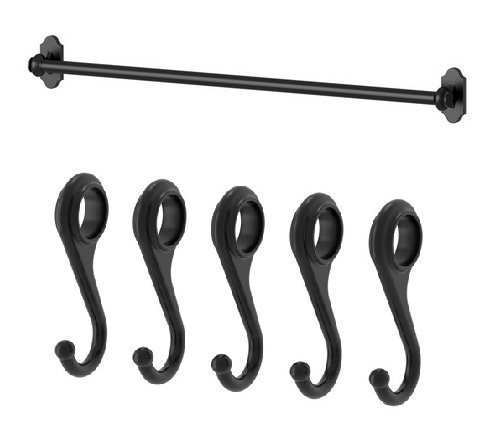 Ikea Steel Kitchen Organizer Set, 31 Inch Rail, 5 Hooks, Black | Amazon (US)