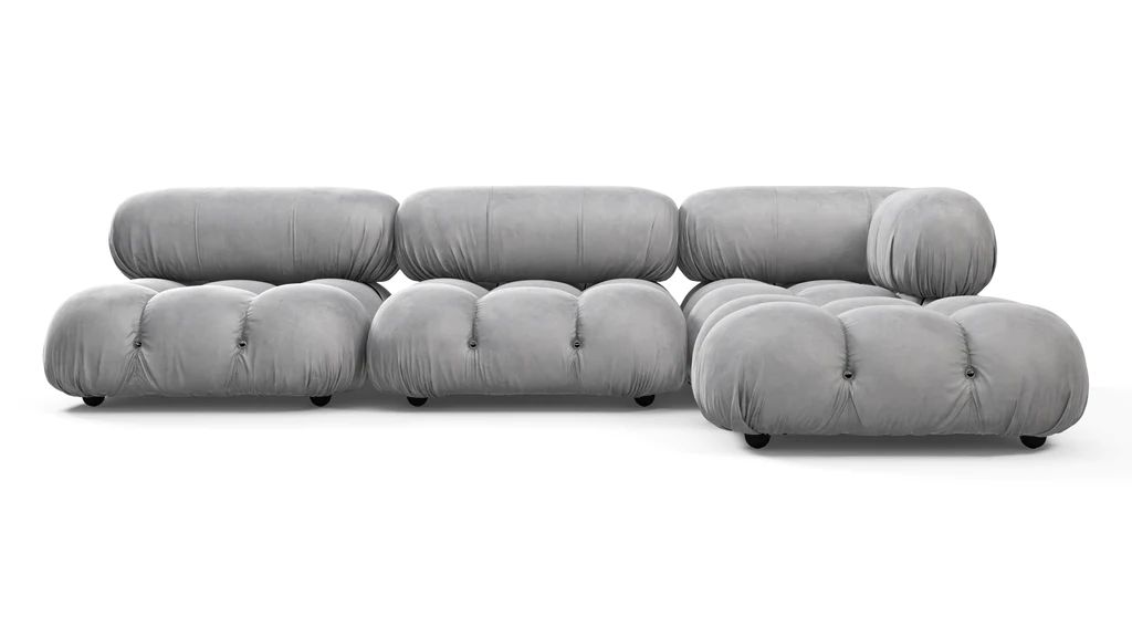 Bellini Sectional - Bellini Sectional, Right Chaise, Light Gray Velvet | Interior Icons