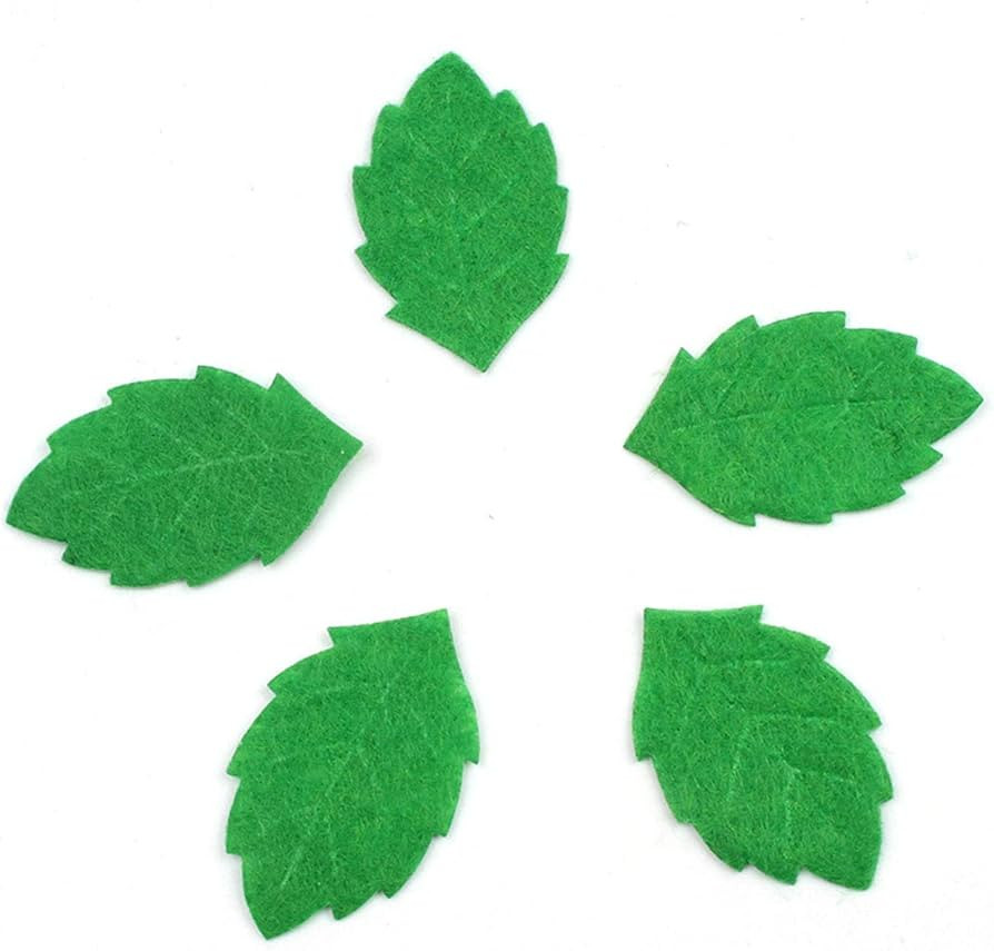 PZRT 100pcs Green Leaves-Shape Felt Card Making Decoration Sewing Crafts Wall Stickers 30mm | Amazon (US)