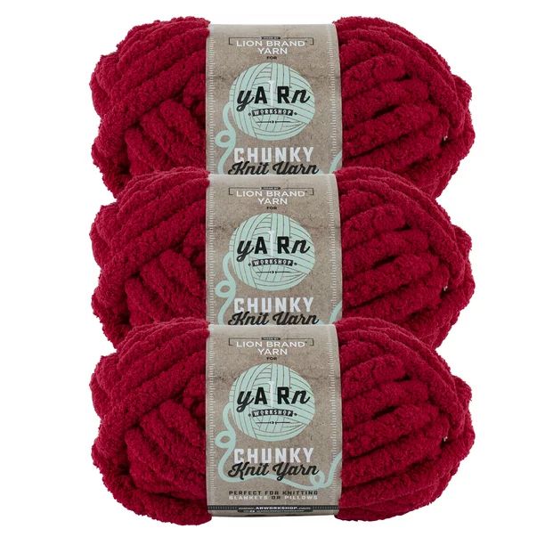 Lion Brand Yarn AR Workshop Pomegranate Seed Chenille Jumbo Polyester Red Yarn 3 Pack | Walmart (US)